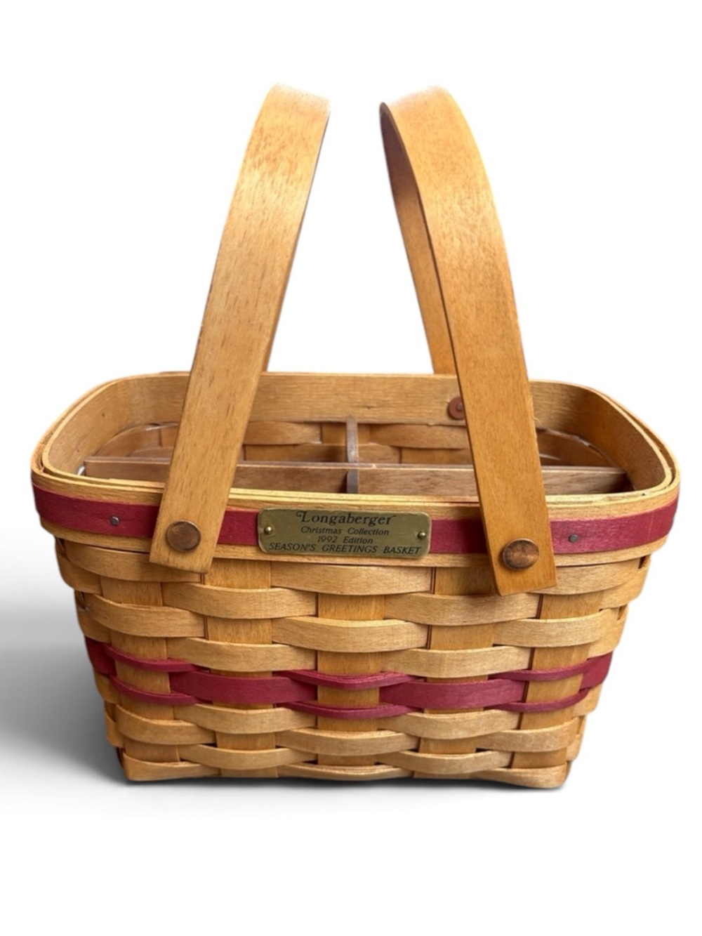 Longaberger Season's Greetings Basket 1992 Protector & Divider 6”H READ